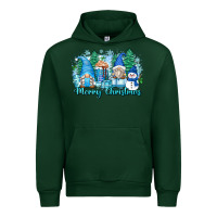 Forest Green merry christmas snowman gnomes Urban Hoodie - Zillion Design Studio