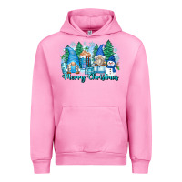 Fuchsia Pink merry christmas snowman gnomes Urban Hoodie - Zillion Design Studio