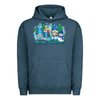 Pigment Midnight Navy merry christmas snowman gnomes Urban Hoodie - Zillion Design Studio