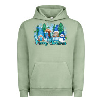 Pigment Oil Green merry christmas snowman gnomes Urban Hoodie - Zillion Design Studio