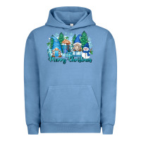 Pigment Pebble Blue merry christmas snowman gnomes Urban Hoodie - Zillion Design Studio