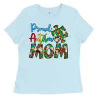 Baby Blue proud autism mom Ladies Tee - Artiststas