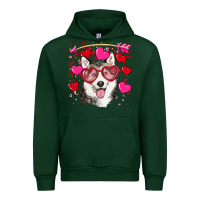 Forest Green Valentine's day husky Urban Hoodie - RanaPortraitStore