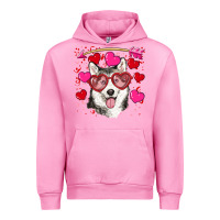 Fuchsia Pink Valentine's day husky Urban Hoodie - RanaPortraitStore
