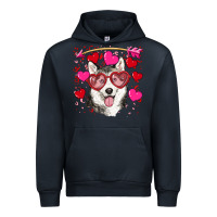 Navy Valentine's day husky Urban Hoodie - RanaPortraitStore