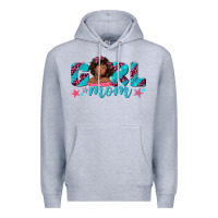 Heather Grey girl mom afro black girl Premium Hoodie - texasbilliewilder