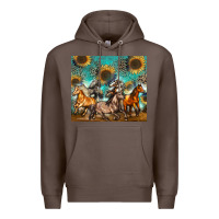 Coffee western horses Premium Hoodie - Zillion Design Studio