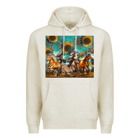 Oatmeal Heather western horses Premium Hoodie - Zillion Design Studio