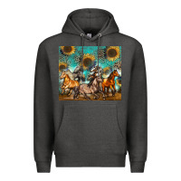 Charcoal Heather western horses Premium Hoodie - Zillion Design Studio