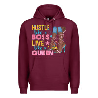 Burgundy hustle like a boss live like a queen Premium Hoodie - texasbilliewilder
