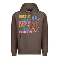 Coffee hustle like a boss live like a queen Premium Hoodie - texasbilliewilder
