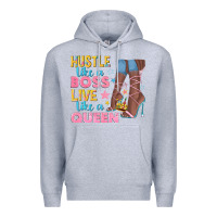 Heather Grey hustle like a boss live like a queen Premium Hoodie - texasbilliewilder