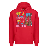 Red hustle like a boss live like a queen Premium Hoodie - texasbilliewilder