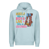 Blue Mist hustle like a boss live like a queen Premium Hoodie - texasbilliewilder