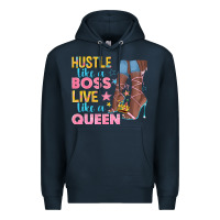 Navy hustle like a boss live like a queen Premium Hoodie - texasbilliewilder