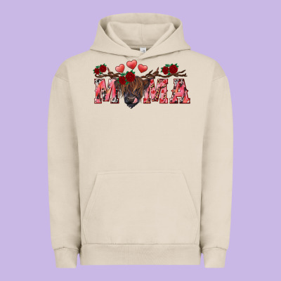 Urban Hoodie Valentine's day mama black highland cow