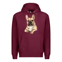 Burgundy French bulldog sitting Premium Hoodie - RanaPortraitStore