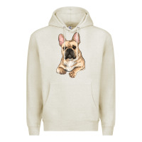 Oatmeal Heather French bulldog sitting Premium Hoodie - RanaPortraitStore