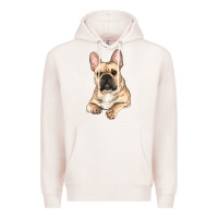 Pale Pink French bulldog sitting Premium Hoodie - RanaPortraitStore