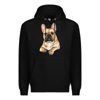 Black French bulldog sitting Premium Hoodie - RanaPortraitStore