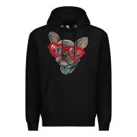 Black french bulldog with love glasses Premium Hoodie - RanaPortraitStore