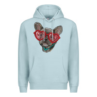 Blue Mist french bulldog with love glasses Premium Hoodie - RanaPortraitStore
