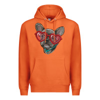 Carrot french bulldog with love glasses Premium Hoodie - RanaPortraitStore