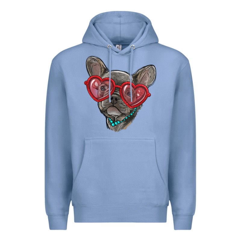 French Bulldog With Love Glasses Premium Hoodie by RanaPortraitStore | Teevron