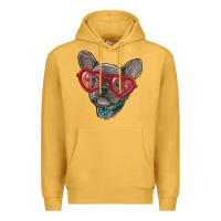 Mustard french bulldog with love glasses Premium Hoodie - RanaPortraitStore