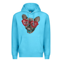 Ocean Blue french bulldog with love glasses Premium Hoodie - RanaPortraitStore