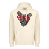Sandshell french bulldog with love glasses Premium Hoodie - RanaPortraitStore