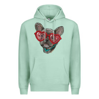 Seafoam french bulldog with love glasses Premium Hoodie - RanaPortraitStore