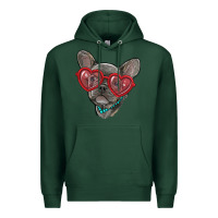 Sports Green french bulldog with love glasses Premium Hoodie - RanaPortraitStore