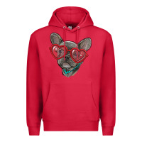 Cardinal french bulldog with love glasses Premium Hoodie - RanaPortraitStore