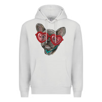 Dove Grey french bulldog with love glasses Premium Hoodie - RanaPortraitStore