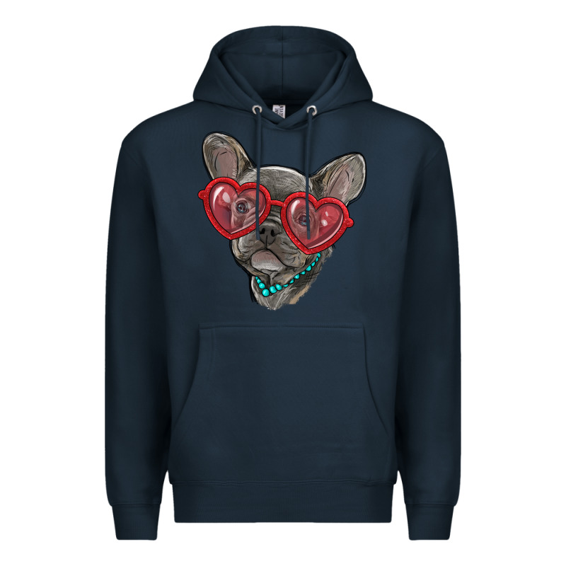 French Bulldog With Love Glasses Premium Hoodie by RanaPortraitStore | Teevron