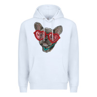 White french bulldog with love glasses Premium Hoodie - RanaPortraitStore