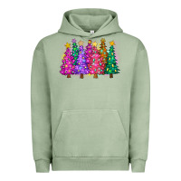 Pigment Oil Green christmas trees and lights Urban Hoodie - Zillion Design Studio