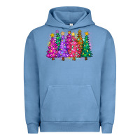 Pigment Pebble Blue christmas trees and lights Urban Hoodie - Zillion Design Studio