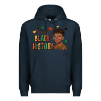 Navy i am black history afro black boy child juneteenth Premium Hoodie - texasbilliewilder