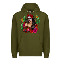 Army Green mexico girl Premium Hoodie - Zillion Design Studio