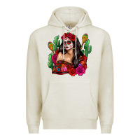 Oatmeal Heather mexico girl Premium Hoodie - Zillion Design Studio