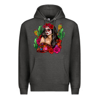 Charcoal Heather mexico girl Premium Hoodie - Zillion Design Studio
