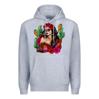 Heather Grey mexico girl Premium Hoodie - Zillion Design Studio