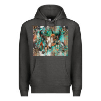 Charcoal Heather cowhide bull skull Premium Hoodie - Zillion Design Studio