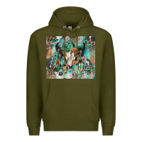 Army Green cowhide bull skull Premium Hoodie - Zillion Design Studio