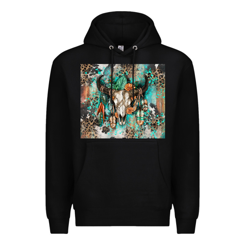 Cowhide Bull Skull Premium Hoodie by Zillion Design Studio | Teevron