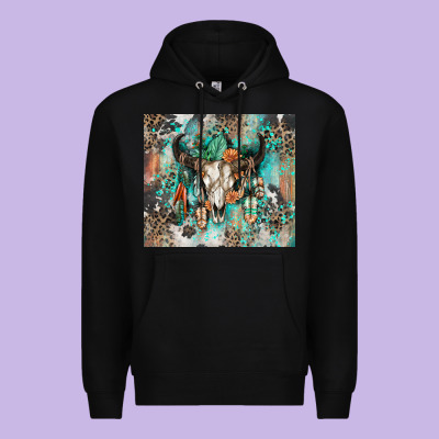 Cowhide Bull Skull Premium Hoodie Designed By Zillion Design Studio