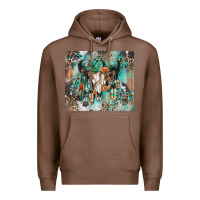 Chestnut cowhide bull skull Premium Hoodie - Zillion Design Studio