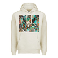Oatmeal Heather cowhide bull skull Premium Hoodie - Zillion Design Studio
